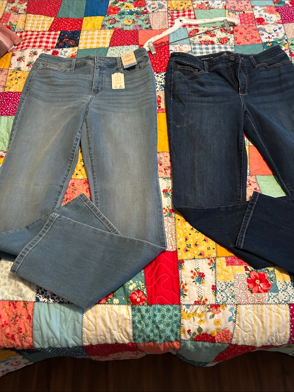 St. John's Bay Light Blue & Dark Blue Straight Leg Jeans talls